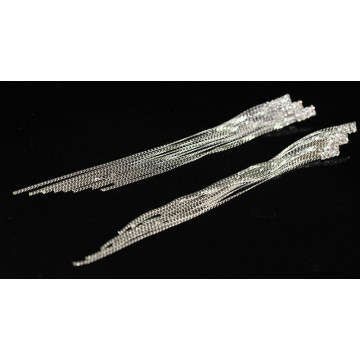 Atacado Bridal Silver Long Pendurado Crystal Stud Earrings